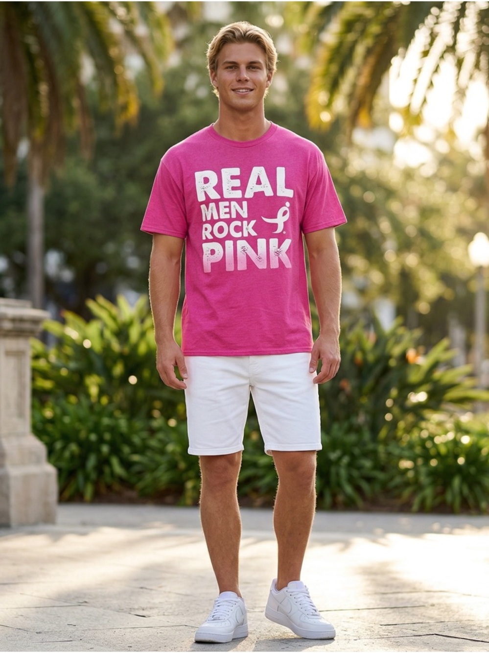Susan G. Komen Real Men Rock Pink Graphic Tee XL Like New